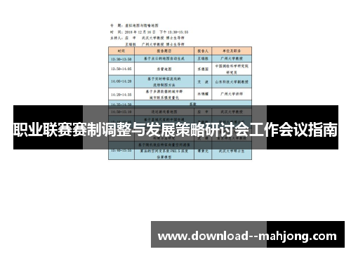 职业联赛赛制调整与发展策略研讨会工作会议指南