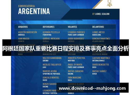 阿根廷国家队重要比赛日程安排及赛事亮点全面分析
